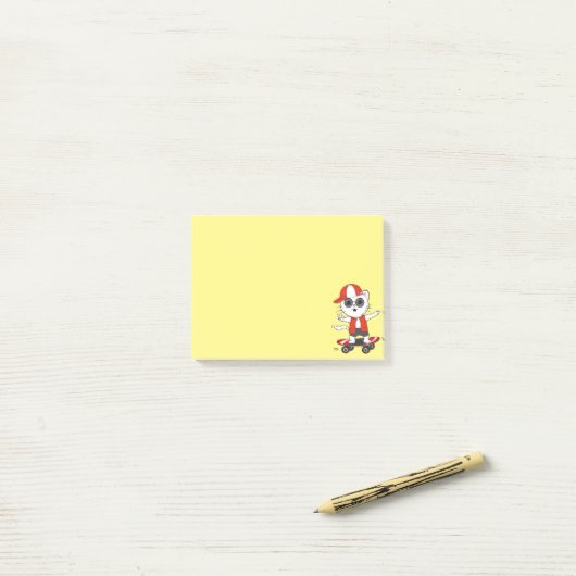 Post-it® Chat de patinage sur Jaune (Sur un bureau)