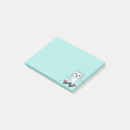 Post-it® Chat de patinage sur Light Turquoise Blue Notes (Incliné)