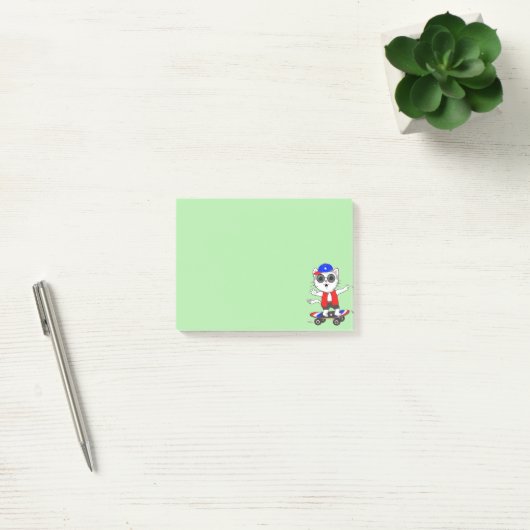 Post-it® Chat de patinage sur Lime Green Post-it Notes (Bureau)