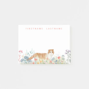 Post-it® Chat de pliage écossais   Monogramme floral