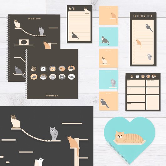 Post-it® Chat de Siamese sur Notes bleues avec nom