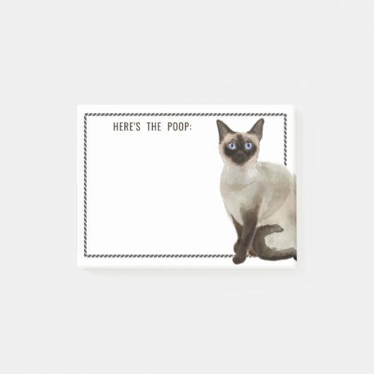 Post-it® Chat de Siamese | Texte modifiable Voici le caca (Devant)