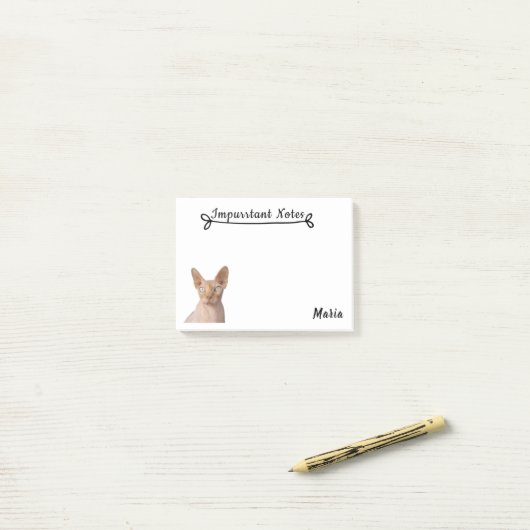 Post-it® Chat de Sphynx (Sur un bureau)