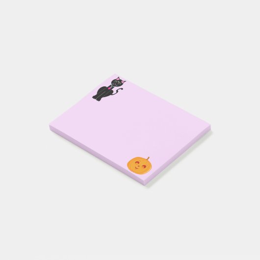 Post-it® Chat d'Halloween et Citrouille (Incliné)