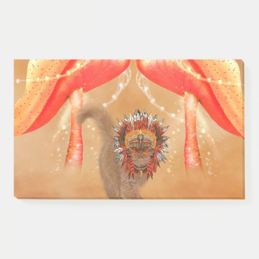 Post-it® Chat drôle avec coiffure indienne (Devant)