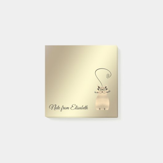 Post-it® Chat drôle mignon or lumineux whimsical (Devant)