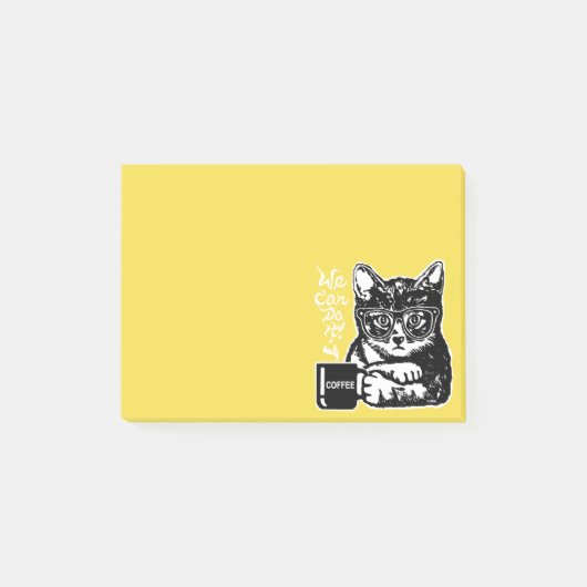 Post-it® Chat drôle motivé par le café (Devant)