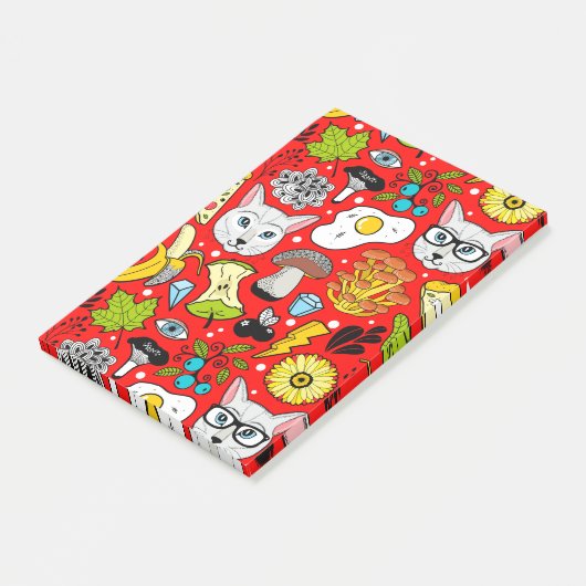 Post-it® Chat et oeuf sur le rouge (Incliné)