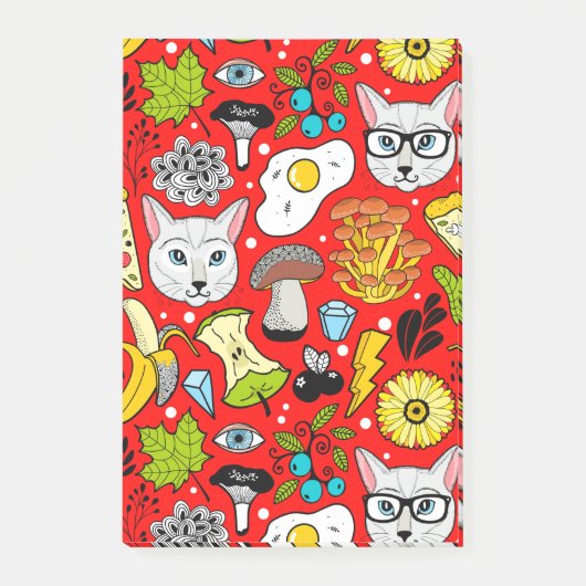 Post-it® Chat et oeuf sur le rouge (Devant)