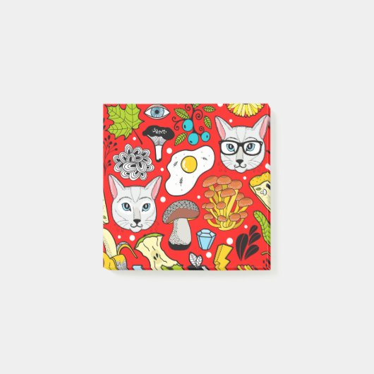 Post-it® Chat et oeuf sur le rouge (Devant)