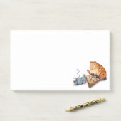 Post-it® Chat et souris Jouer aux échecs Dessin drôle (Sur un bureau)