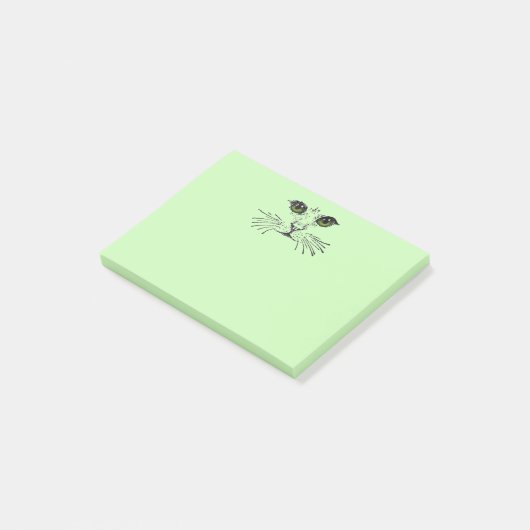Post-it® Chat Face Vert Yeux Whiskers (Incliné)