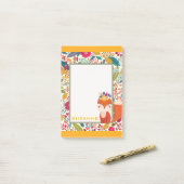 Post-it® Chat floral joli et coloré (Sur un bureau)