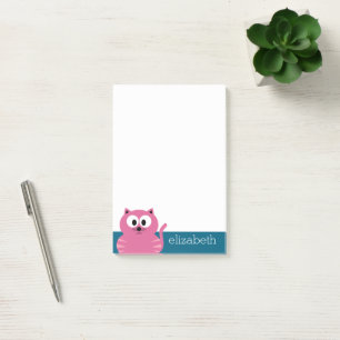 Post-it® Chat gras rose mignon - Arrière - plan bleu