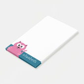 Post-it® Chat gras rose mignon - Arrière - plan bleu (Incliné)