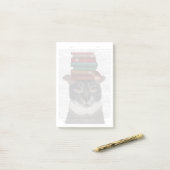 Post-it® Chat gris avec des livres sur la tête (Sur un bureau)