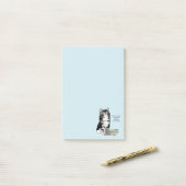 Post-it® Chat gris tabby indépendant bleu mignon drôle (Sur un bureau)