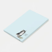 Post-it® Chat gris tabby indépendant bleu mignon drôle (Incliné)