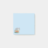 Post-it® Chat heureux sur une pile de livres bleus (Devant)