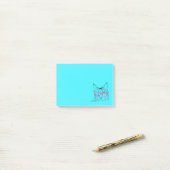 Post-it® Chat Hipster bleu et rose coloré (Sur un bureau)