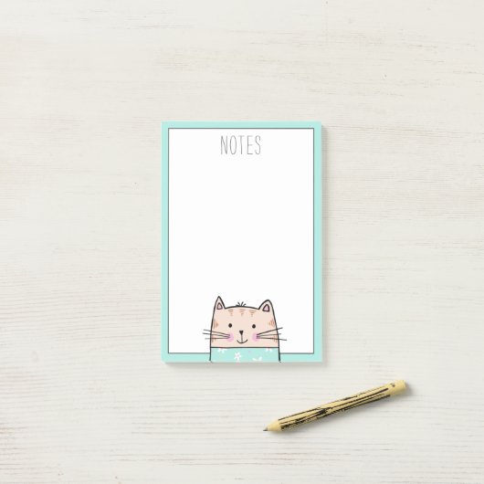 Post-it® Chat illustré mignon (Sur un bureau)
