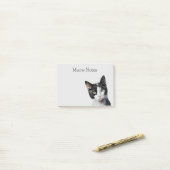 Post-it® Chat Kitty blanc gris noir (Sur un bureau)