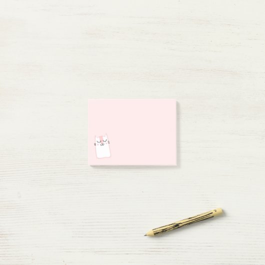Post-it® Chat Kitty Dormant rose (Sur un bureau)