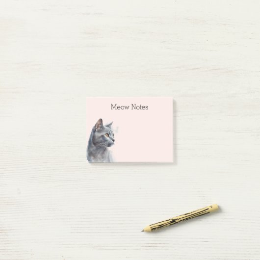 Post-it® Chat Kitty Gris Vive (Sur un bureau)