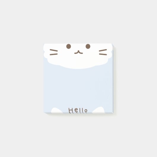 Post-it® Chat mignon bleu pastel et blanc (Devant)