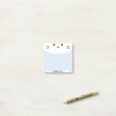 Post-it® Chat mignon bleu pastel et blanc (Sur un bureau)