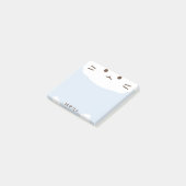 Post-it® Chat mignon bleu pastel et blanc (Incliné)