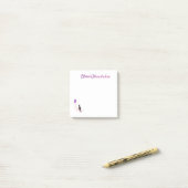 Post-it® Chat mignon Kawaii sur la Lune avec papillon viole (Sur un bureau)