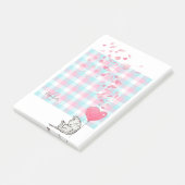 Post-it® Chat mignon Monogramme bleu rose (Incliné)