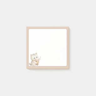 Post-it® Chat mignonne Arrière - plan tan avec crème glacée