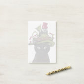 Post-it® Chat noir avec théière et hibou (Sur un bureau)