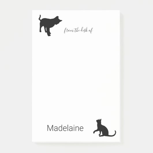 Post-it® Chat noir blanc personnel amoureux des animaux (Devant)