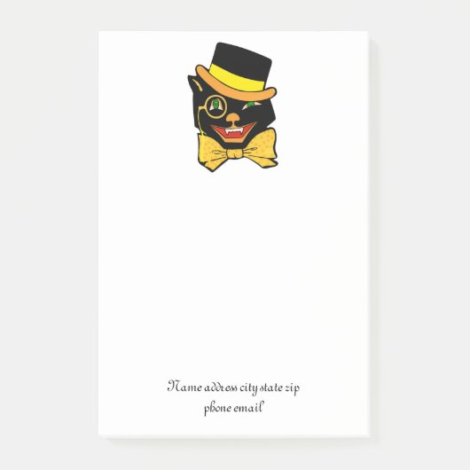 Post-it® Chat noir dans un chapeau supérieur (Devant)