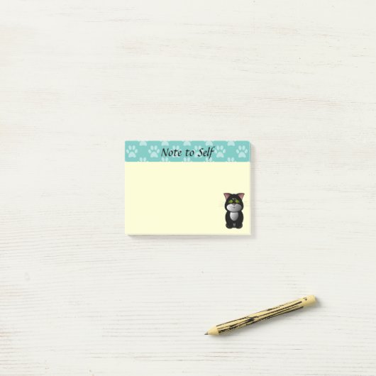 Post-it® Chat noir et blanc (Sur un bureau)