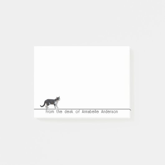 Post-it® Chat noir et blanc Personnaliser les notes (Devant)