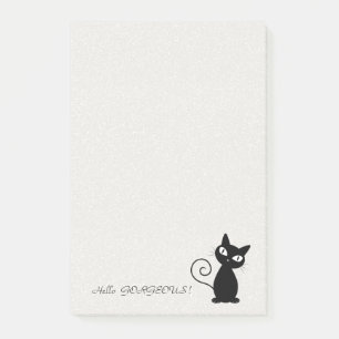 Post-it® Chat noir fantaisiste et scintillant - Bonjour Mag