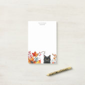 Post-it® Chat noir Feuille de saison d'automne Personnalisé (Sur un bureau)