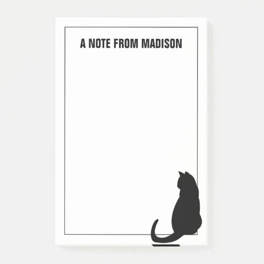 Post-it® Chat noir mignon | Ajouter Votre Nom (Devant)