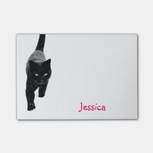 Post-it® Chat noir mignon dans le nom Girly personnalisé