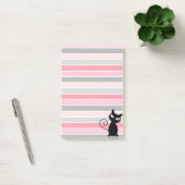Post-it® Chat noir mignon fantaisiste sur rayures (Bureau)