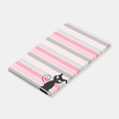 Post-it® Chat noir mignon fantaisiste sur rayures (Incliné)