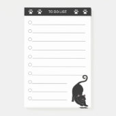 Post-it® Chat noir mignon sur notes post-it noir et blanc (Devant)