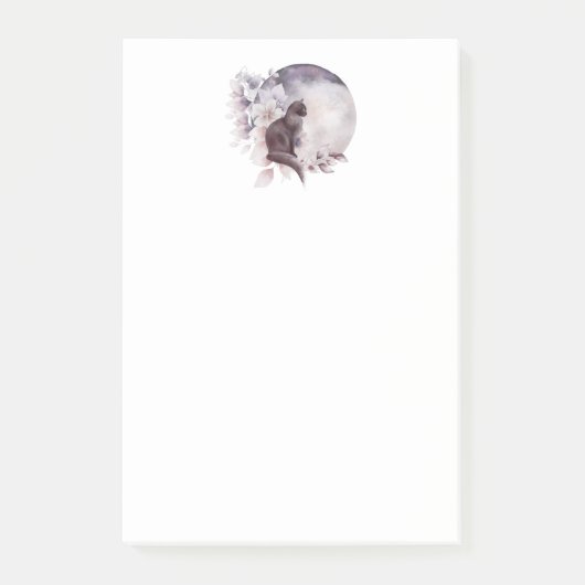 Post-it® Chat noir par une Pleine lune magique (Devant)
