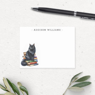 Post-it® Chat noir sur une pile de livres Personnalisé