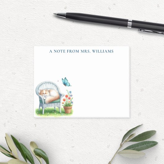 Post-it® Chat persan dormant à l'aquarelle personnalisée