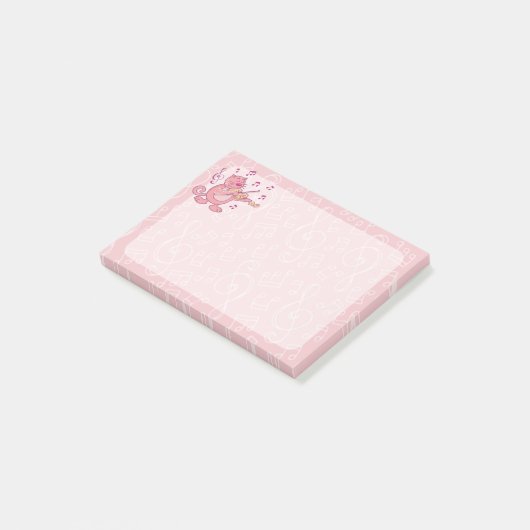 Post-it® Chat rose avec Violon (Incliné)